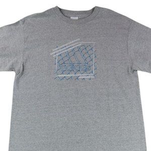 Vintage Adidas Shirt Mens M Tall Gray Casual Short Sleeve Crewneck Fence Graphic
